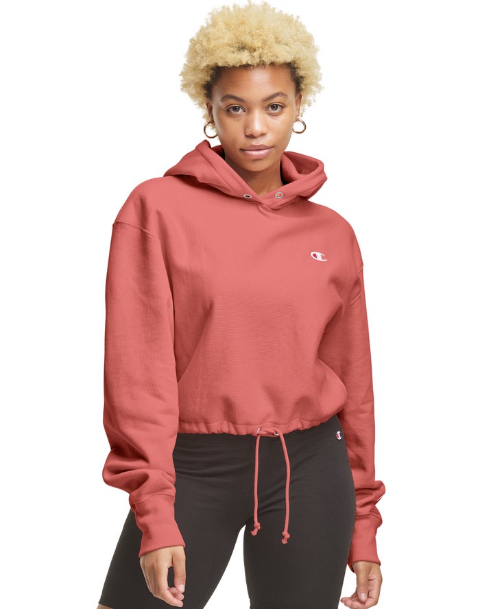 Sudadera Con Capucha Champion Mujer - Reverse Weave Cinch Bottom ( Coral ) 7124059-GZ